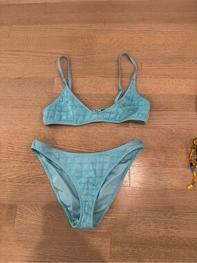 triangl swimwear Light Aqua Crochet Bikini Set